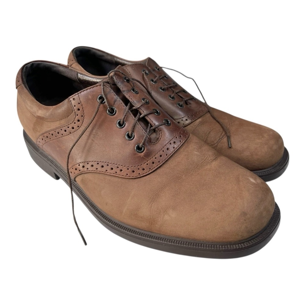 Rockport 9.5M Brown Leather Oxford Saddle‎ Shoes Brogue APM2030G Dark Academia